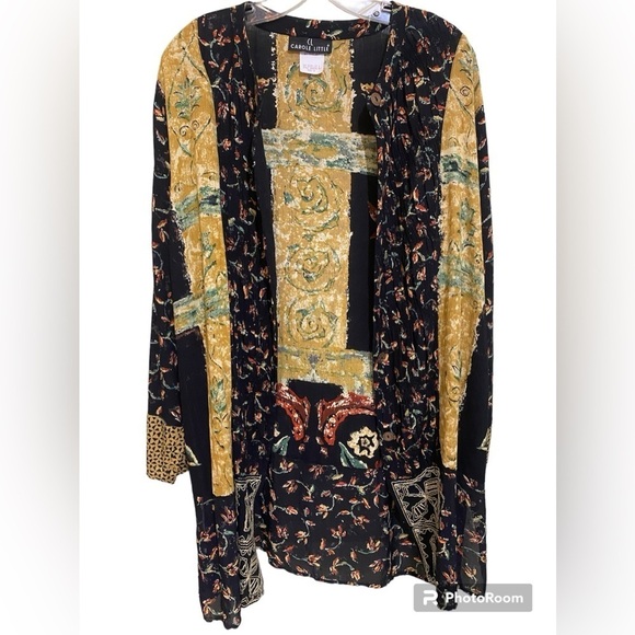 Carole Little Artsy Multi Media Oversized Button Front Kimono Tunic 80’s Vintage - Picture 4 of 11